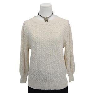 Free People Cream Knit Sweater M Soft Indie Cozy